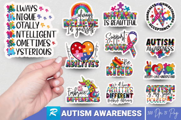 Download Autism Awareness Stickers Png Bundle - Png Collection