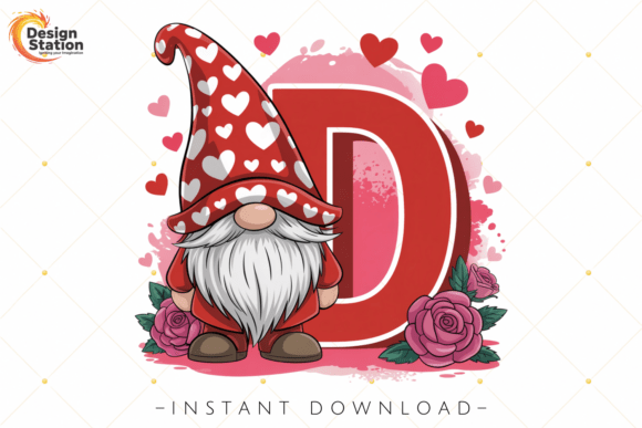 Download Cute Heart Gnome Letter D Valentine PNG - Png Collection