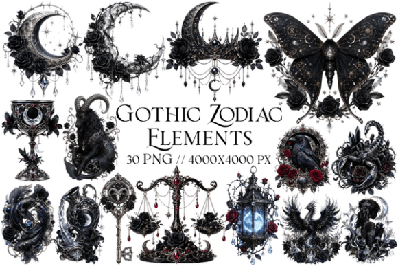 Download Gothic Zodiac Elements Clipart PNG - Png Collection