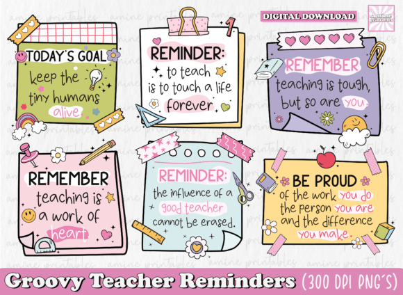 Download Groovy Teacher Reminders Stickers PNG - Png Collection