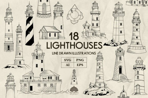 Download Lighthouse Line Art Svg Png Eps Bundle - Png Collection