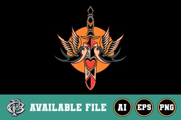 Download Swallow and Dagger T-shirt Design - Dagger Collection