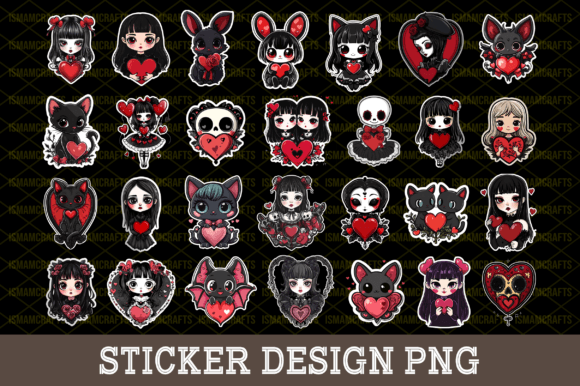 Download Gothic Valentines Day Sticker Bundle PNG - Png Collection