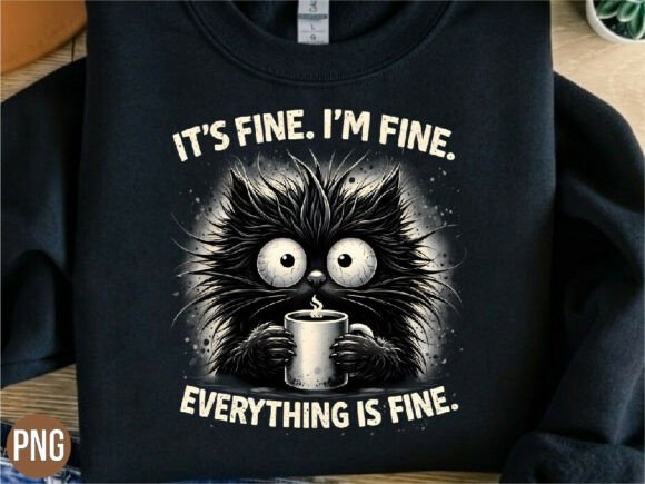 Download It's Fine I'm Fine Cat Mental Health PNG - Png Collection
