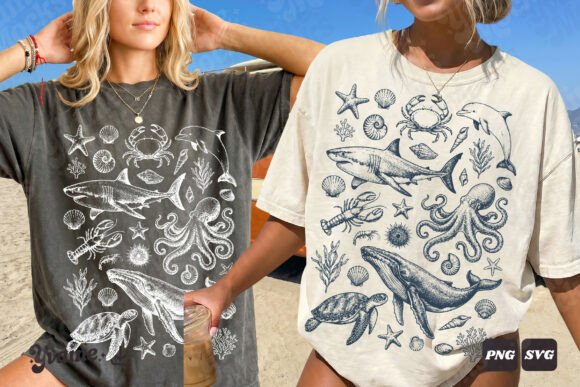 Download Summer Coastal Ocean Life Doodle SVG PNG - Png Collection