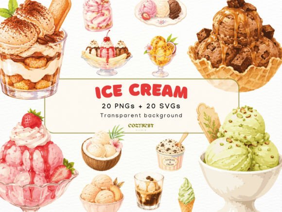 Download Ice Cream Watercolor Cliparts, PNG SVG - Png Collection