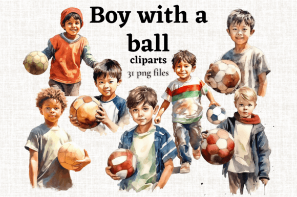 Download Cute Boy with Ball Clipart Set 31 PNGs - Png Collection