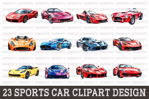 Download Sports Car Watercolor Clipart Bundle PNG - Png Collection