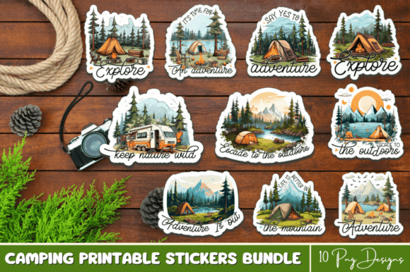 Download Camping Printable Stickers PNG Bundle - Png Collection