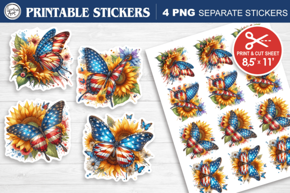 Download 4-th of July. Print &amp; Cut Stickers PNG - Png Collection