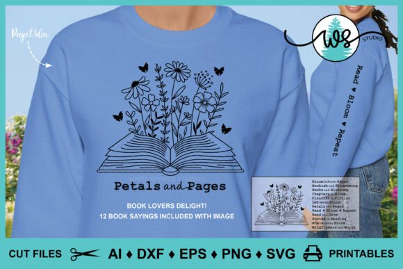 Download Floral Book Quotes Sleeve Design SVG PNG - Png Collection