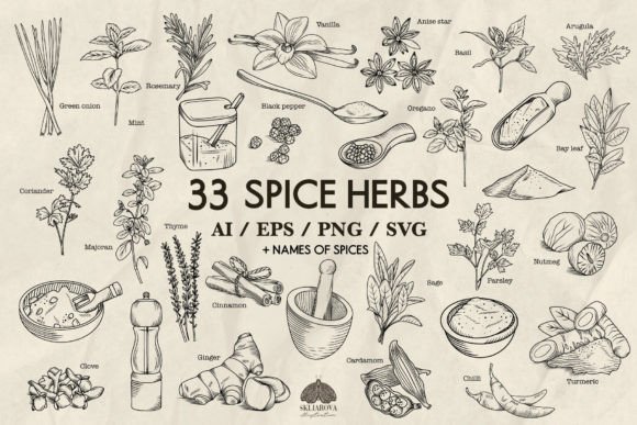 Download Spices and Kitchen Herbs Svg Png Eps - Png Collection