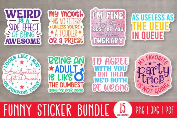 Download Funny Printable Stickers Bundle PNG - Png Collection