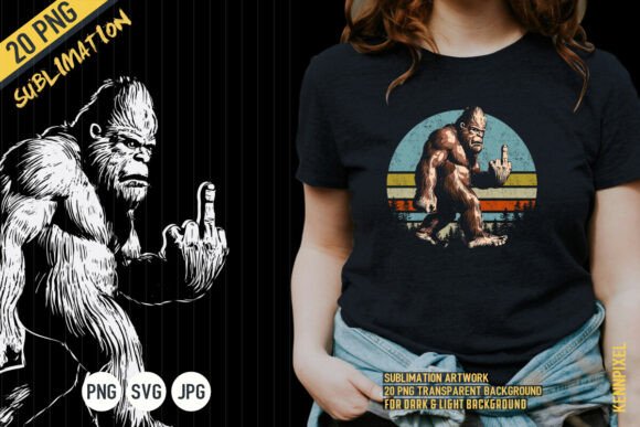 Download Bigfoot Middle Finger Shirt SVG PNG - Png Collection