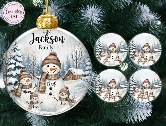 Download Rustic Snowman Family Ornament PNG - Png Collection