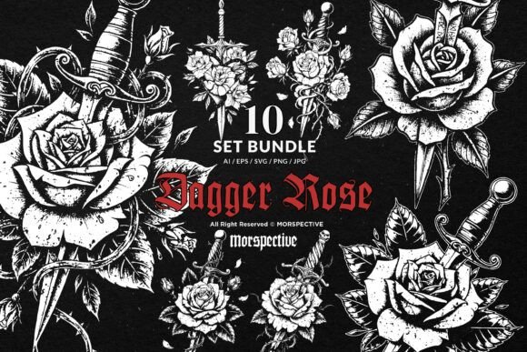 Download 10 Bundle Dark Art Dagger Rose Knife - Dagger Collection