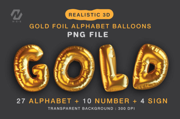Download Gold Foil Alphabet Balloon Realistic PNG - Png Collection